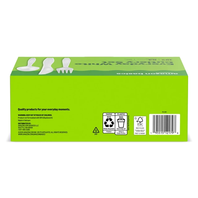 Alt view image 5 of 5 - Disposable Everyday White Assorted Cutlery Set, 192 Count, Combo Pack, Forks, Spoons, and Knives