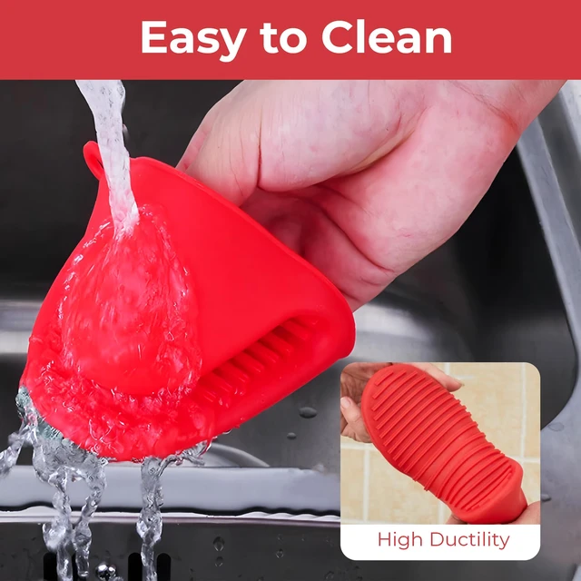Alt view image 4 of 5 - Mini Silicone Oven Mitts, 4 Pcs (2 Pairs) Heat Resistant Gloves | Non-slip & heat resistant. Compact design ideal for air fryers, baking & grills. 100% dishwasher safe for easy cleaning