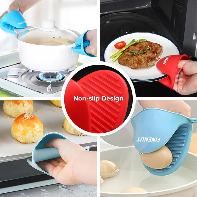 Alt view image 3 of 5 - Mini Silicone Oven Mitts, 4 Pcs (2 Pairs) Heat Resistant Gloves | Non-slip & heat resistant. Compact design ideal for air fryers, baking & grills. 100% dishwasher safe for easy cleaning
