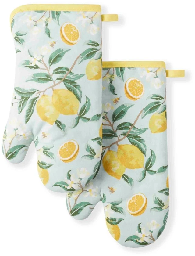 Main image of Lemon Whimsy Oven Mitt 2-Pack Set, Yellow, 7"x13"