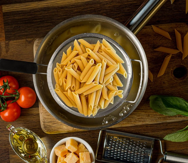 Alt view image 2 of 7 - 9" Large Fine Mesh Strainer with Thermo Plastic Rubber Handle - Sieve Fine Mesh Stainless Steel - Ideal Kitchen Essential to Strain Pasta, Quinoa and Rice