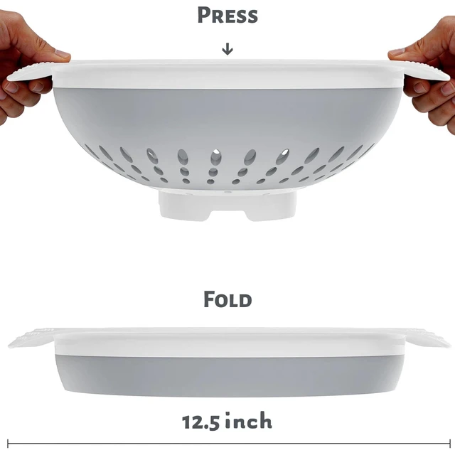 Alt view image 2 of 7 - 5 Quart Premium Collapsible Colander with Reinforced Handles | BPA-Free Silicone Folding Strainer, Space-Saving Modern Kitchen Drainer for Pasta, Produce & Everyday Cooking