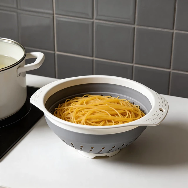 Alt view image 7 of 7 - 5 Quart Premium Collapsible Colander with Reinforced Handles | BPA-Free Silicone Folding Strainer, Space-Saving Modern Kitchen Drainer for Pasta, Produce & Everyday Cooking