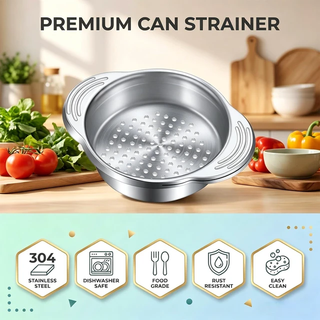 Alt view image 5 of 7 - 1Pcs Stainless Steel Tuna Can Strainer - Food Grade Canning Colander For Regular And Wide-Neck Cans - Oil Drain Press For Tuna Beans Vegetables