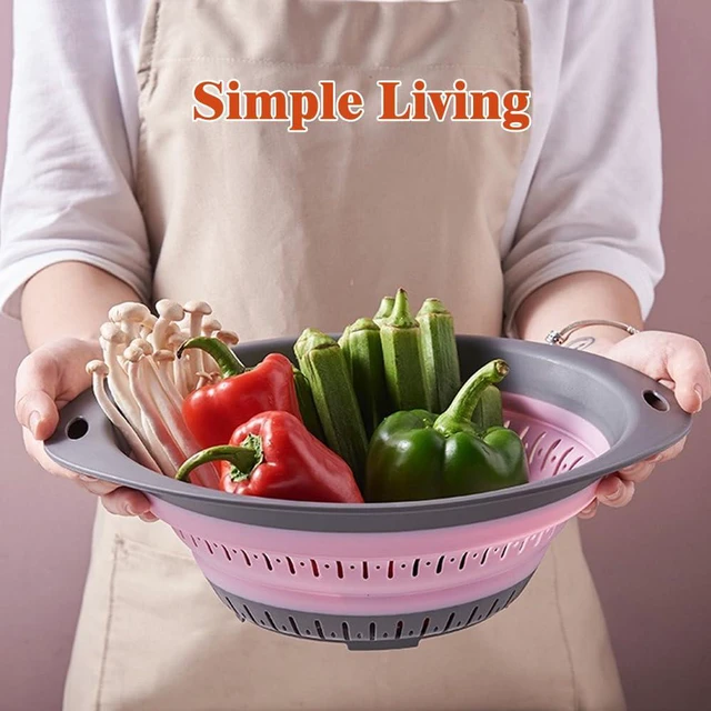 Alt view image 2 of 6 - Collapsible Colander and Strainer,Silicone Strainer Colanders & Food Strainers,for Vegetable and Fruit, Kitchen Essentials (2, Pink, 1.3L+2.5L)
