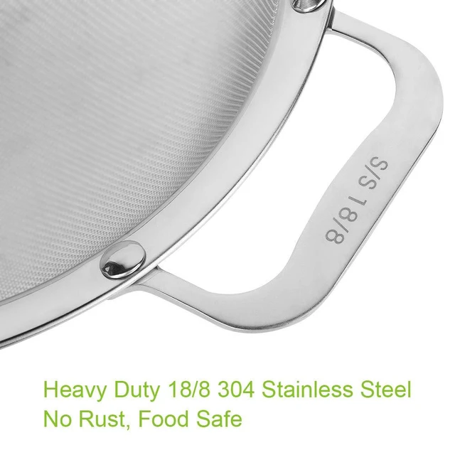 Alt view image 2 of 6 - 9" Large Mesh Strainer, Stainless Steel 18/8 Extra Fine Quinoa Sieve, with Solid Sturdy Handle, Flour Filter with Wider Hook