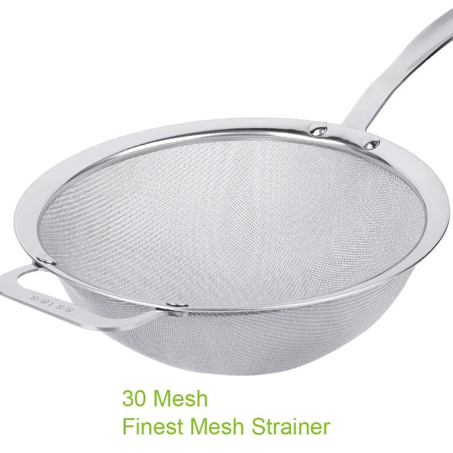Alt view image 3 of 6 - 9" Large Mesh Strainer, Stainless Steel 18/8 Extra Fine Quinoa Sieve, with Solid Sturdy Handle, Flour Filter with Wider Hook