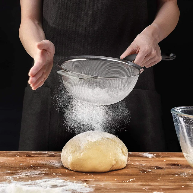 Alt view image 5 of 6 - 9" Large Mesh Strainer, Stainless Steel 18/8 Extra Fine Quinoa Sieve, with Solid Sturdy Handle, Flour Filter with Wider Hook