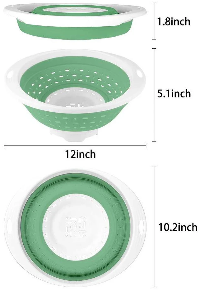 Alt view image 4 of 7 - Collapsible Colander and Strainer, 5 Quart(1.25 gal) BPA Free & Dishwasher-safe Silicone Foldable Strainer, Heavey Duty Kitchen Drainer Basket for Pasta, Veggies and Fruits