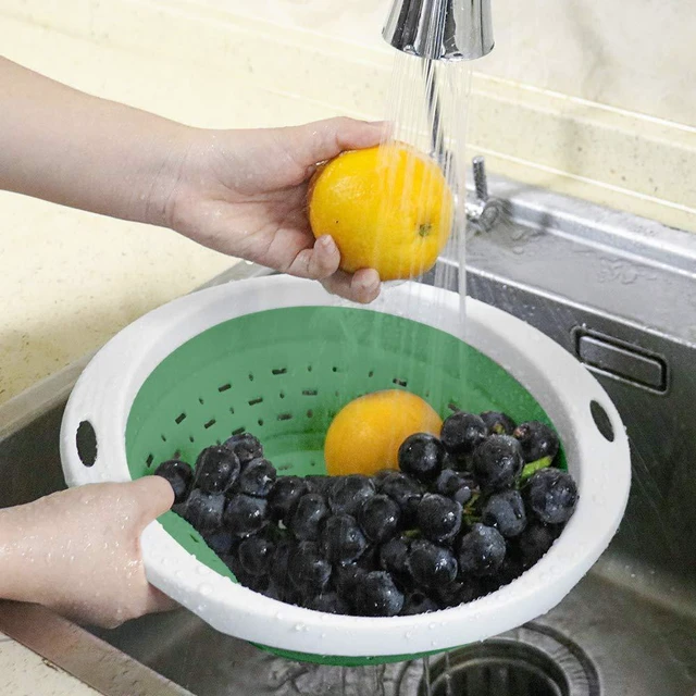 Alt view image 6 of 7 - Collapsible Colander and Strainer, 5 Quart(1.25 gal) BPA Free & Dishwasher-safe Silicone Foldable Strainer, Heavey Duty Kitchen Drainer Basket for Pasta, Veggies and Fruits