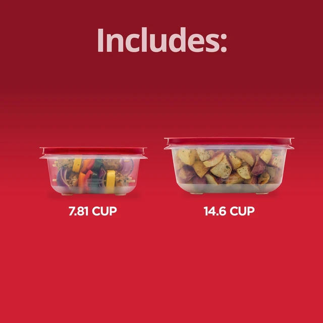 Alt view image 6 of 6 - 7.81- and 14.66-Cup EasyStore Square Containers, 2 Pack, Food Storage Containers, Food Storage Containers with Lids