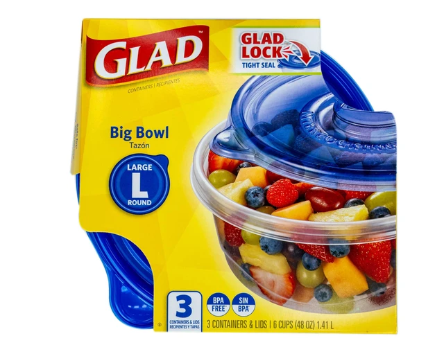 Alt view image 3 of 6 - GladWare Big Bowl Food Storage Containers, Large Round, 48 Oz, 3 Count | Tight seal for soups, salads, and meal prep in a large round format, dishwasher safe
