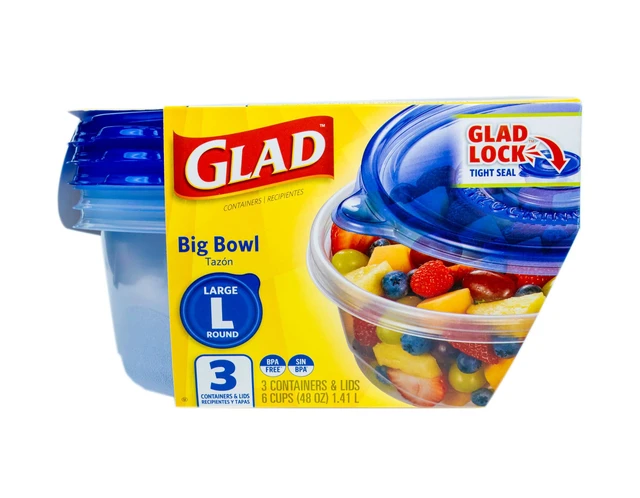 Alt view image 2 of 6 - GladWare Big Bowl Food Storage Containers, Large Round, 48 Oz, 3 Count | Tight seal for soups, salads, and meal prep in a large round format, dishwasher safe