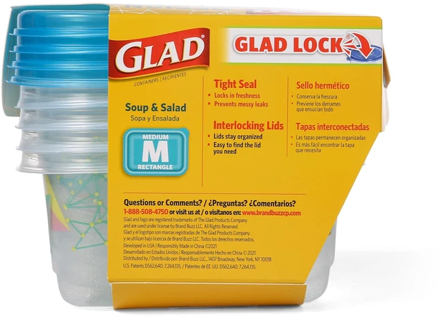 Alt view image 4 of 4 - GladWare Design Series Medium Rectangle Containers, 24 Oz, 4 Count | BPA-free plastic, tight seal, microwave and dishwasher safe, meal prep and lunches