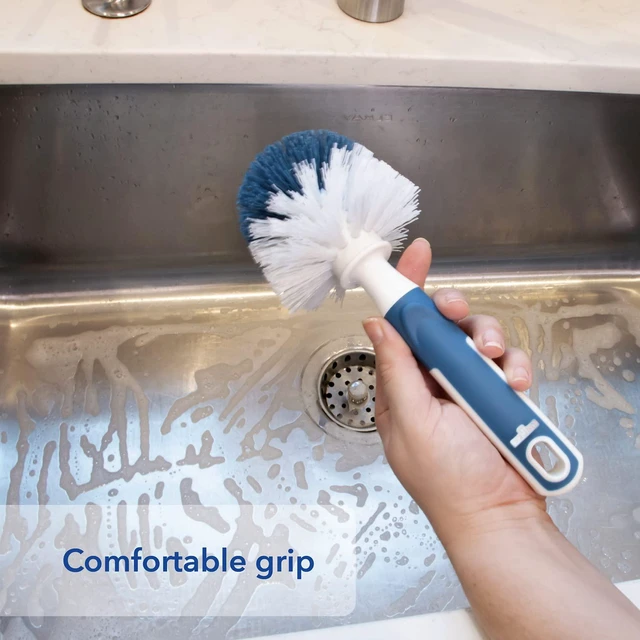 Alt view image 2 of 7 - Sink and Dish Scrub Brush, Kitchen Washing Scrubber for Hard-to-Reach Corners, Small Cleaning Supplies, Non-Scratch Bristles, Glassware, Pots, Pans, Tumblers, Drains, and Disposals