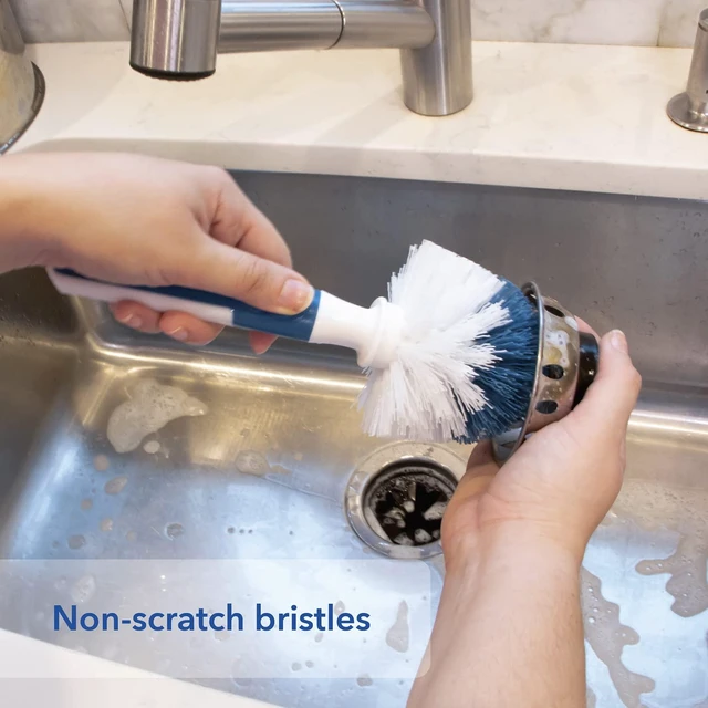 Alt view image 4 of 7 - Sink and Dish Scrub Brush, Kitchen Washing Scrubber for Hard-to-Reach Corners, Small Cleaning Supplies, Non-Scratch Bristles, Glassware, Pots, Pans, Tumblers, Drains, and Disposals