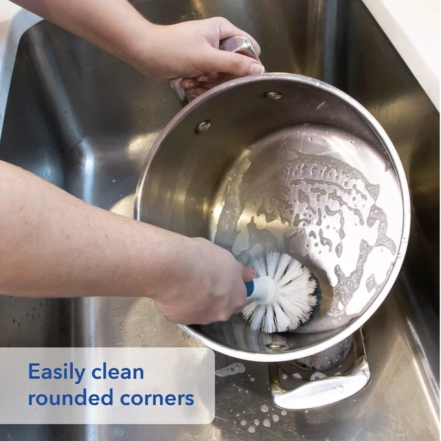 Alt view image 5 of 7 - Sink and Dish Scrub Brush, Kitchen Washing Scrubber for Hard-to-Reach Corners, Small Cleaning Supplies, Non-Scratch Bristles, Glassware, Pots, Pans, Tumblers, Drains, and Disposals