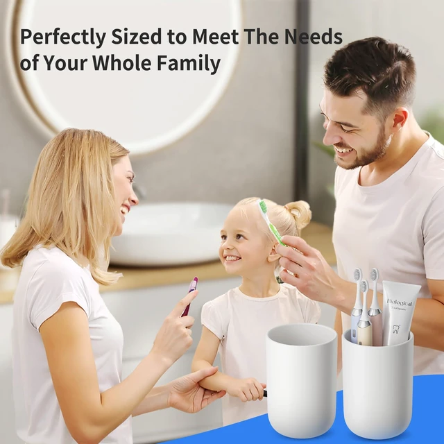 Alt view image 7 of 7 - 13oz Bathroom Tumbler 1PC, Unbreakable Plastic Cup,White | Unbreakable 380ml plastic bathroom tumbler with non-slip grip. Durable, reusable toothbrush cup for home and travel