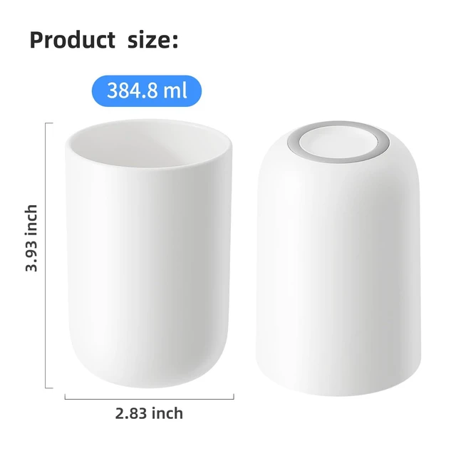 Alt view image 6 of 7 - 13oz Bathroom Tumbler 1PC, Unbreakable Plastic Cup,White | Unbreakable 380ml plastic bathroom tumbler with non-slip grip. Durable, reusable toothbrush cup for home and travel