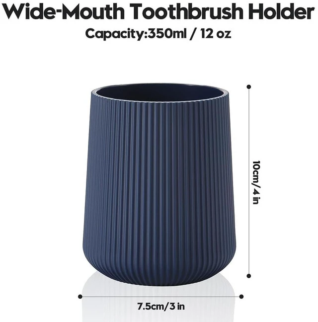 Alt view image 5 of 6 - Navy Blue Striped Toothbrush Holder | for Electric Toothbrushes Bathroom Organizer Cup for Toothpaste Kids & Adults