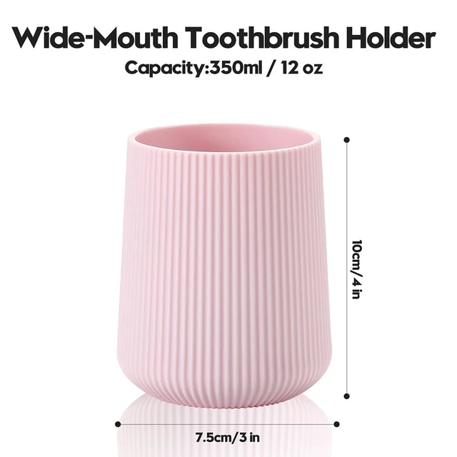 Alt view image 5 of 6 - Pink Striped Toothbrush Holder | for Electric Toothbrushes Bathroom Organizer Cup for Toothpaste Kids & Adults