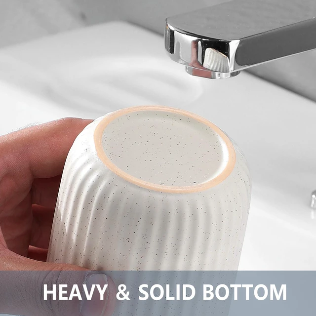Alt view image 5 of 7 - Toothbrush Holders for Bathrooms - 1 Cups Ceramic Toothbrush Toothpaste Holders, Beige Bathroom Tumbler Cups Reusable Toothbrush Mouthwash Cup, Bathroom Counter Organizer