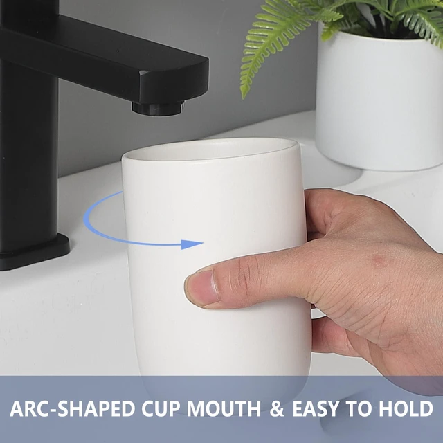 Alt view image 4 of 7 - Toothbrush Holders for Bathrooms - 1 Cups Ceramic Toothbrush Toothpaste Holders, White Bathroom Tumbler Cups Reusable Toothbrush Mouthwash Cup, Bathroom Counter Organizer.