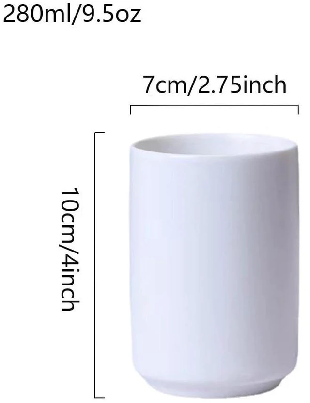 Alt view image 2 of 7 - Japanese simple black and white style, handleless ceramic mug, tea cup, toothbrush holder, coffee cups (White)