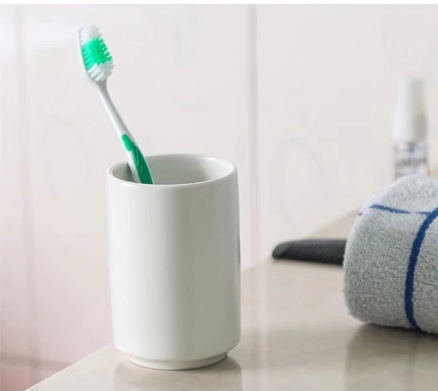 Alt view image 3 of 7 - Japanese simple black and white style, handleless ceramic mug, tea cup, toothbrush holder, coffee cups (White)