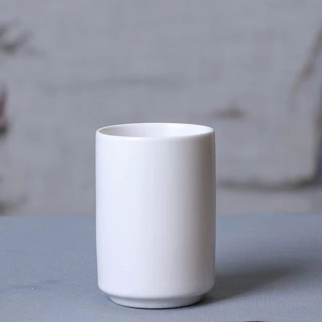 Alt view image 5 of 7 - Japanese simple black and white style, handleless ceramic mug, tea cup, toothbrush holder, coffee cups (White)