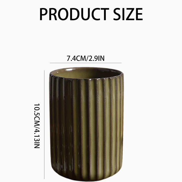 Alt view image 2 of 7 - Ceramic Toothbrush Holder for Bathroom, Ceramic Toothbrush Cup, Toothpaste Organizer for Bathroom Countertop, Bathroom Storage Organizer, Kiln Transformation Cup (Green)