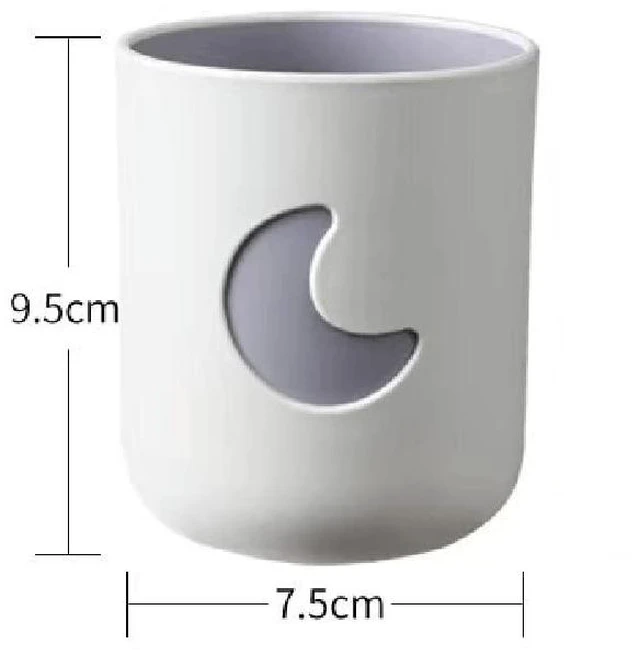 Alt view image 2 of 7 - Two-Color Lucky Pair Cup Bathroom Toothbrush Cup Household Cartoon Star Moon Water Cup (Pink & White)