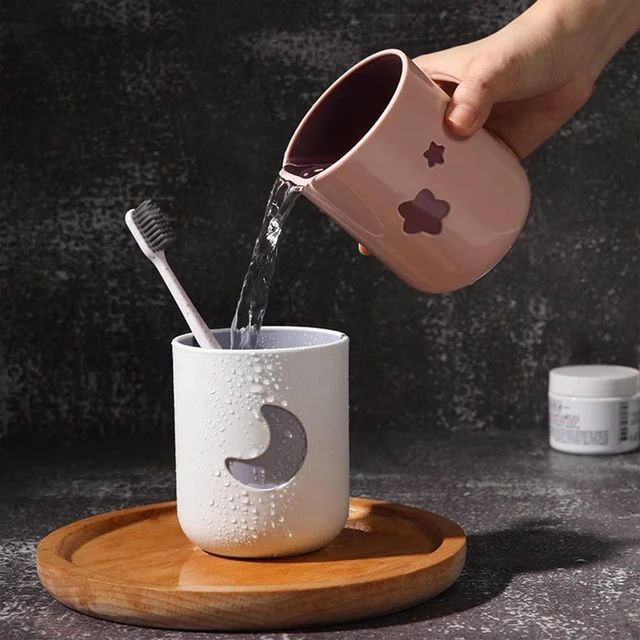 Alt view image 5 of 7 - Moon&Stars Couple Toothbrush Cup 2Pcs,13.5ozTwo-Color Thickened Drinking Mug,Exquisite Toothbrush Holder (Moon&Stars)
