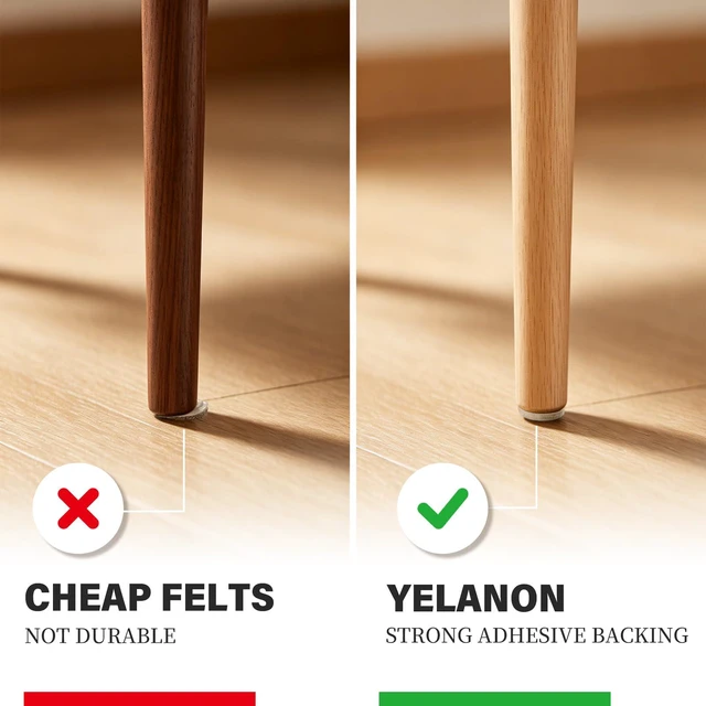 Alt view image 3 of 7 - Felt Furniture Pads 216 Pcs for Hardwood Floors Brown/Beige | Protect chairs, tables, and furniture legs from scratches. Easy stick, no tools, silent glide on all floors.