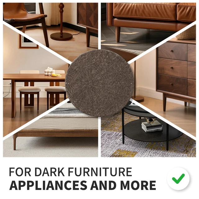 Alt view image 5 of 7 - Felt Furniture Pads 216 Pcs for Hardwood Floors Brown/Beige | Protect chairs, tables, and furniture legs from scratches. Easy stick, no tools, silent glide on all floors.