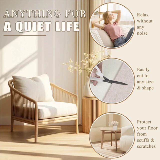 Alt view image 6 of 7 - Felt Furniture Pads 216 Pcs for Hardwood Floors Brown/Beige | Protect chairs, tables, and furniture legs from scratches. Easy stick, no tools, silent glide on all floors.