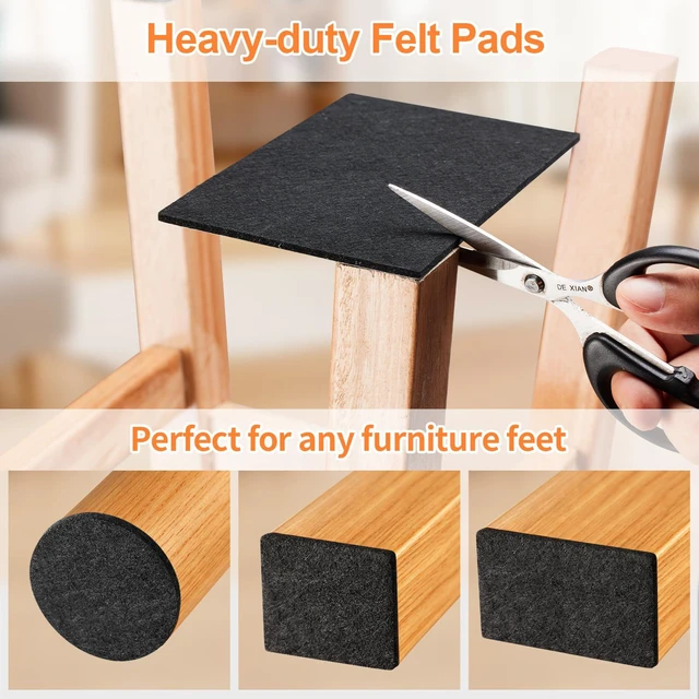 Alt view image 5 of 7 - Felt Furniture Pads 300 Pieces, Furniture Pads for Hardwood Floors Black | Self-adhesive felt pads prevent scratches and noise, ideal for chair legs, suitable for hardwood floors and indoor furniture