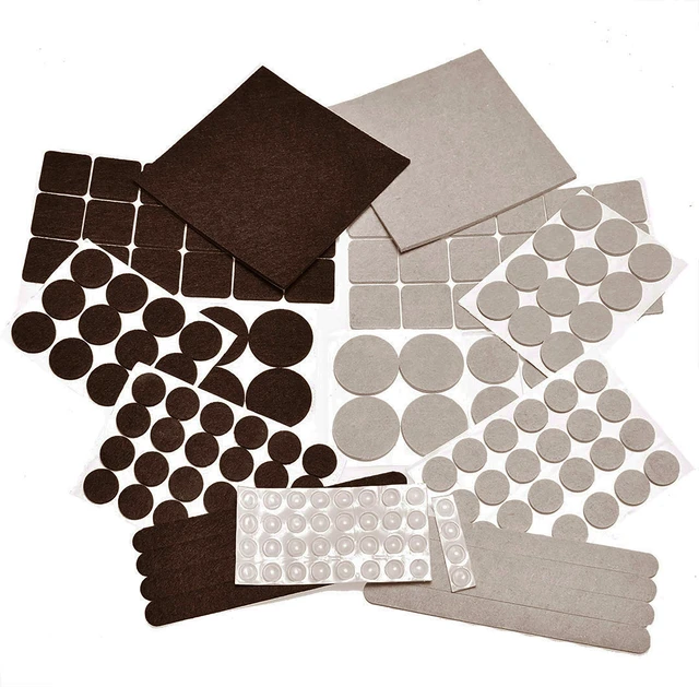 Main image of 165 Piece Two Colors - Variety Size Furniture Felt Pads. Self Adhesive Pads with Transparent Noise Reduction Bumpers. Floor Protectors for Hardwood & Laminate Flooring-165 Piece
