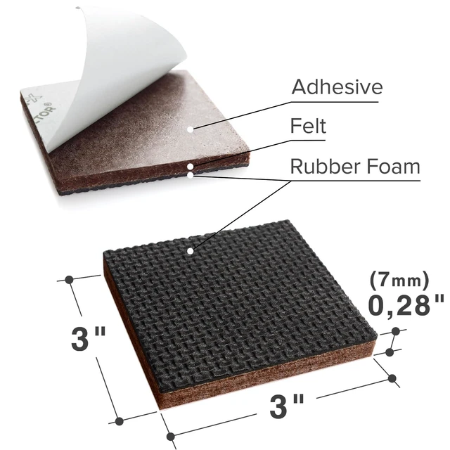 Alt view image 3 of 6 - Non Slip Furniture Pads 12 Premium Furniture Grippers 3"! | Best Self Adhesive Rubber Feet Furniture Feet Ideal Non Skid Furniture Pad Floor Protectors Keep Furniture in Place!