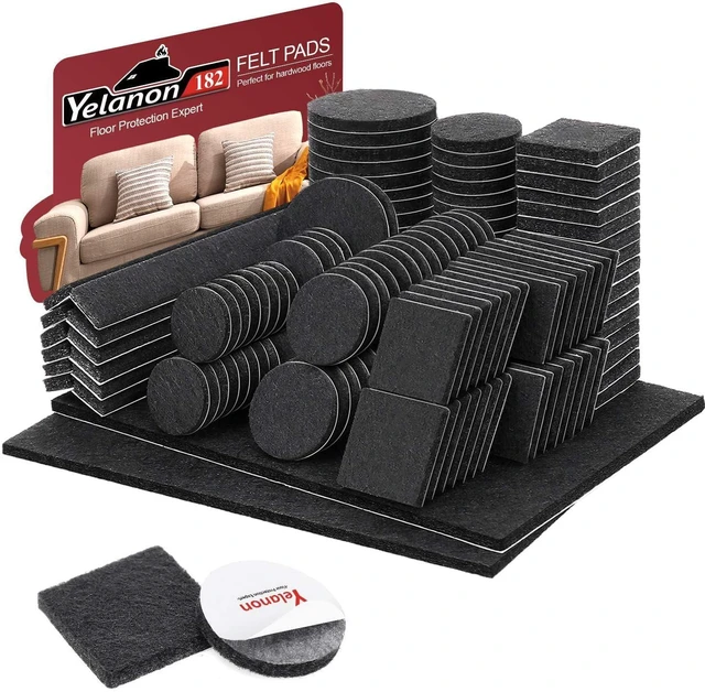 Main image of Felt Furniture Pads for Hardwood Floors - Felt Pads for Chair Legs 182 pcs Floor Protectors for Furniture Feet Wood, Protect Your Hardwood & Laminate Flooring!Prevent Scratches, Annoying Noise