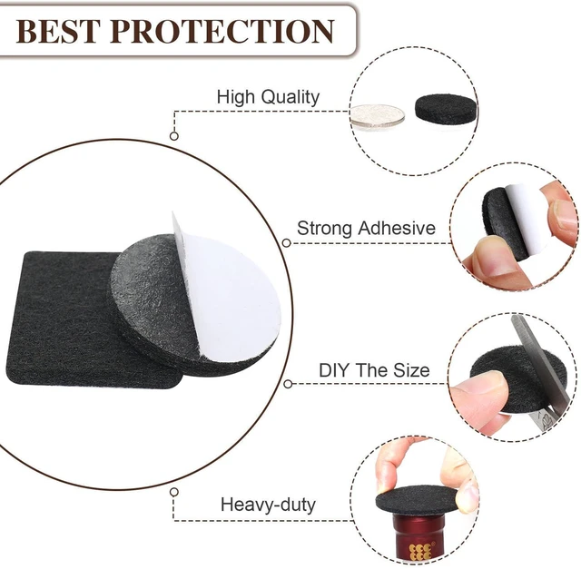 Alt view image 3 of 7 - Felt Furniture Pads for Hardwood Floors - Felt Pads for Chair Legs 182 pcs Floor Protectors for Furniture Feet Wood, Protect Your Hardwood & Laminate Flooring!Prevent Scratches, Annoying Noise