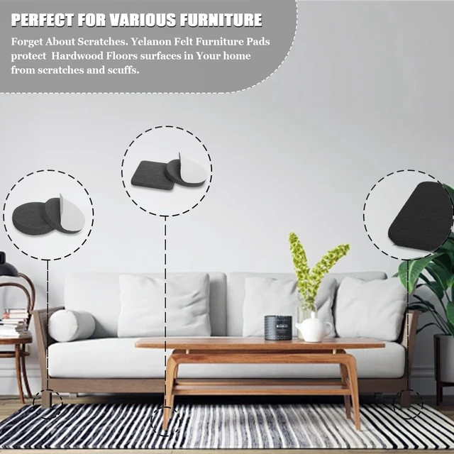 Alt view image 7 of 7 - Felt Furniture Pads for Hardwood Floors - Felt Pads for Chair Legs 182 pcs Floor Protectors for Furniture Feet Wood, Protect Your Hardwood & Laminate Flooring!Prevent Scratches, Annoying Noise