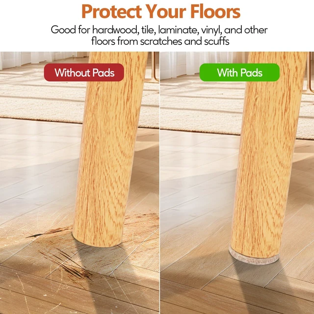 Alt view image 3 of 6 - Furniture Pads 300 Pack Furniture Felt Pads for Hardwood Floors, Beige | Huge Quantity Self Adhesive Anti Scratch Floor Protector for Furniture Legs with 60 Cabinet Door Bumpers