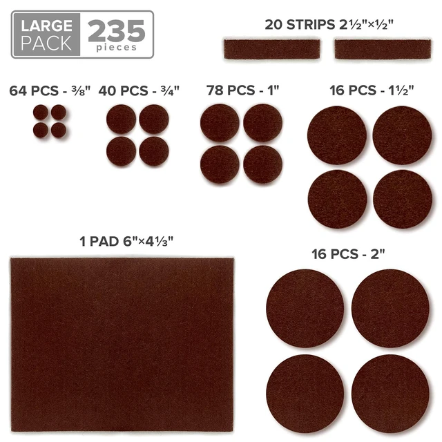Alt view image 5 of 6 - Felt Furniture Pads 235 PCS Premium Furniture Pads - Felt Pads Furniture Feet Best Wood Floor Protectors - Protect Your Hardwood & Laminate Flooring!