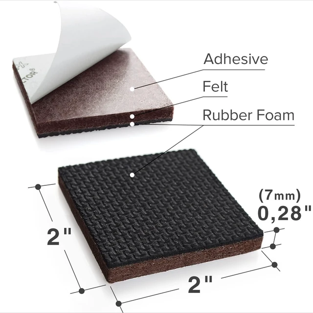 Alt view image 3 of 6 - Non Slip Furniture Pads - 16 Premium Furniture Grippers 2"! | Self-Adhesive Rubber Feet Furniture Feet - Ideal Non Skid Furniture Pad Floor Protectors - Keep Furniture in Place!