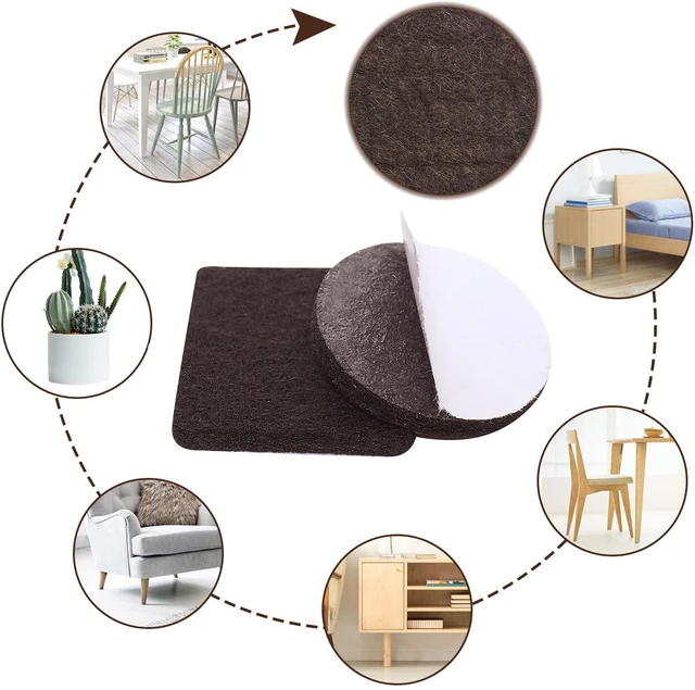 Alt view image 2 of 7 - Felt Furniture Pads 56 Pcs for Hardwood Floors Brown | Premium felt pads guard floors and chair legs. Simple peel-and-stick, no tools, silent moving.