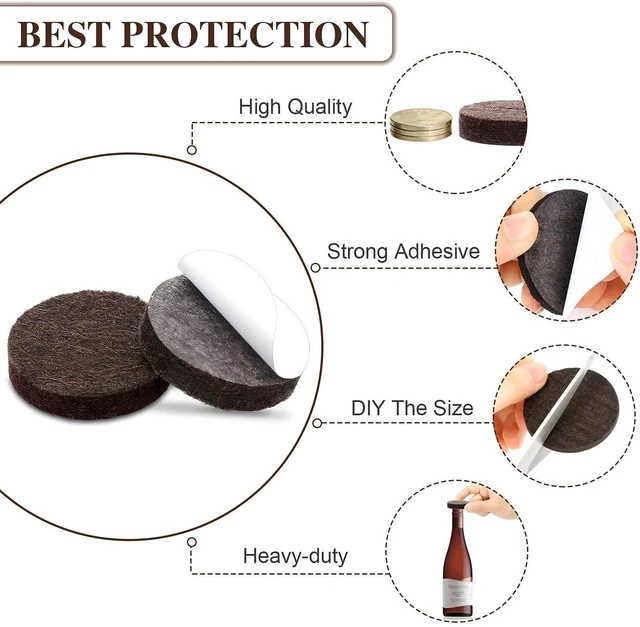 Alt view image 3 of 7 - Felt Furniture Pads 56 Pcs for Hardwood Floors Brown | Premium felt pads guard floors and chair legs. Simple peel-and-stick, no tools, silent moving.