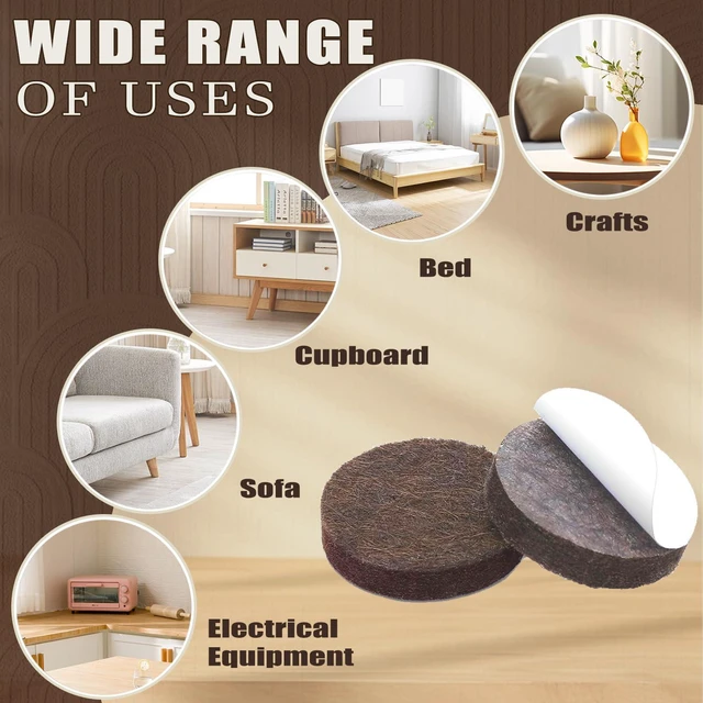 Alt view image 4 of 7 - Felt Furniture Pads 56 Pcs for Hardwood Floors Brown | Premium felt pads guard floors and chair legs. Simple peel-and-stick, no tools, silent moving.