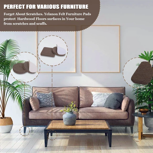 Alt view image 7 of 7 - Felt Furniture Pads 56 Pcs for Hardwood Floors Brown | Premium felt pads guard floors and chair legs. Simple peel-and-stick, no tools, silent moving.