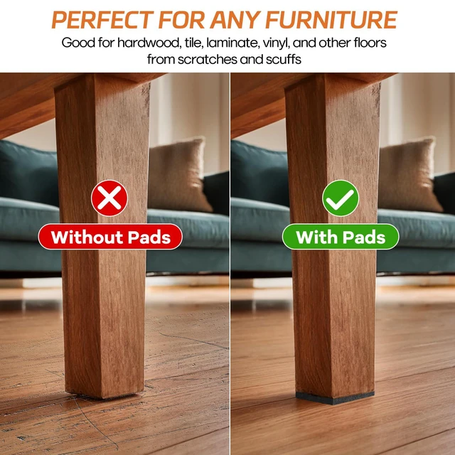Alt view image 3 of 7 - Felt Furniture Pads 10pcs 8" x 6" Adhesive Large Felt Pads, Cuttable | Chair Leg Pads, Hardwood Floor Protectors for Furniture, Black